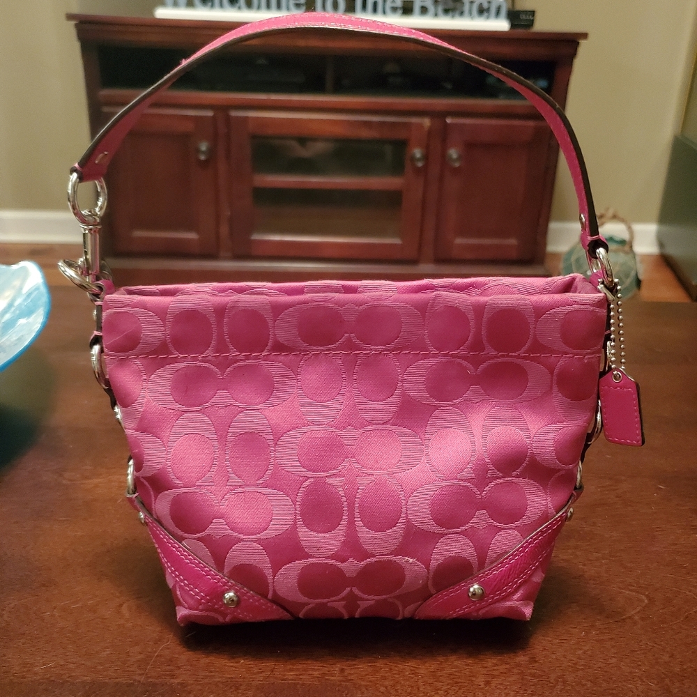 Coach Small Pink Handbag with Silver Hardware